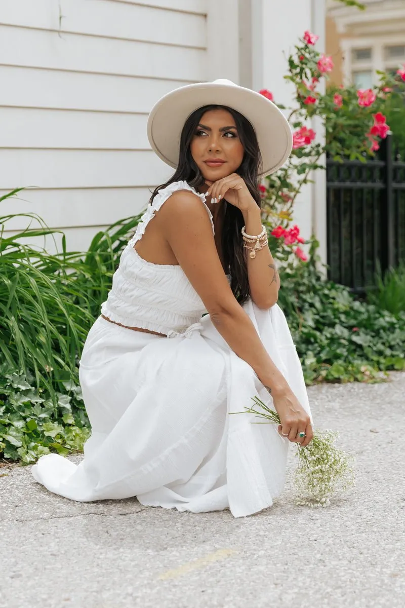 White Ruffle Smocked Tank Top - FINAL SALE