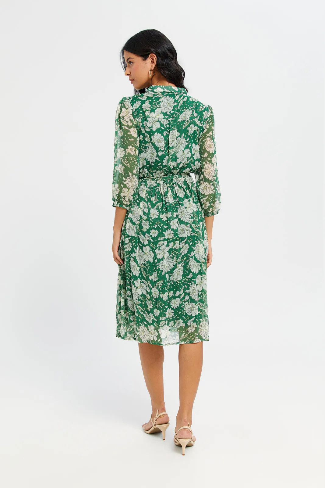 Woman Green Printed Dress