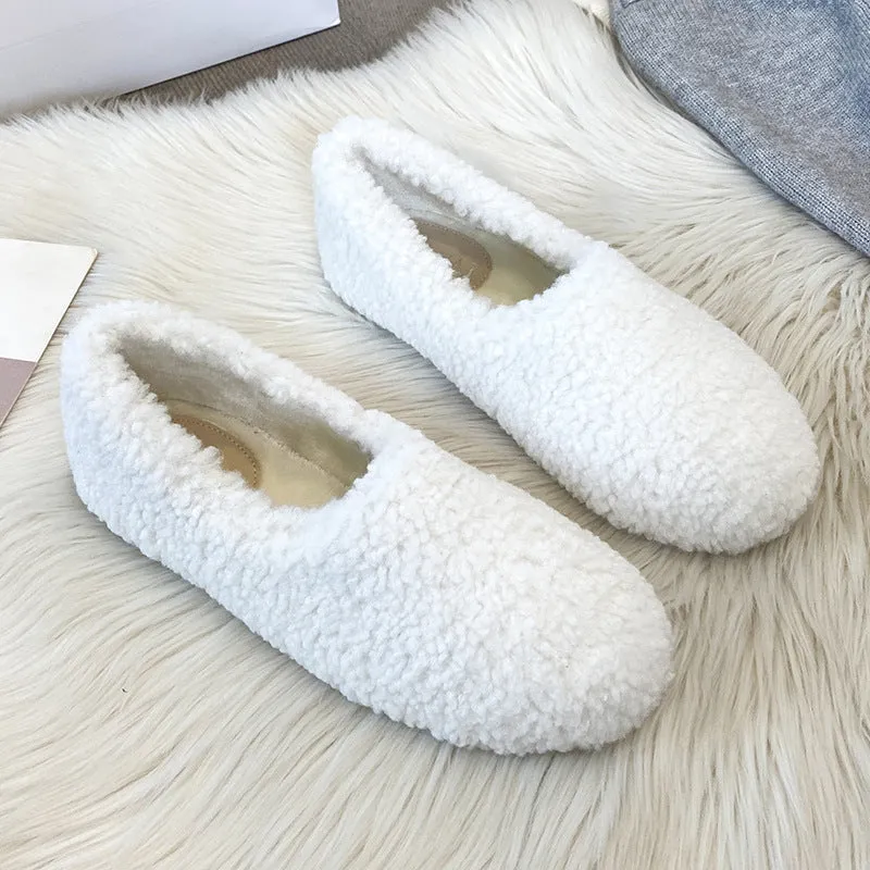 Women's Faux-Fur Loafers Winter Warm & Comfortable Plush Shoes